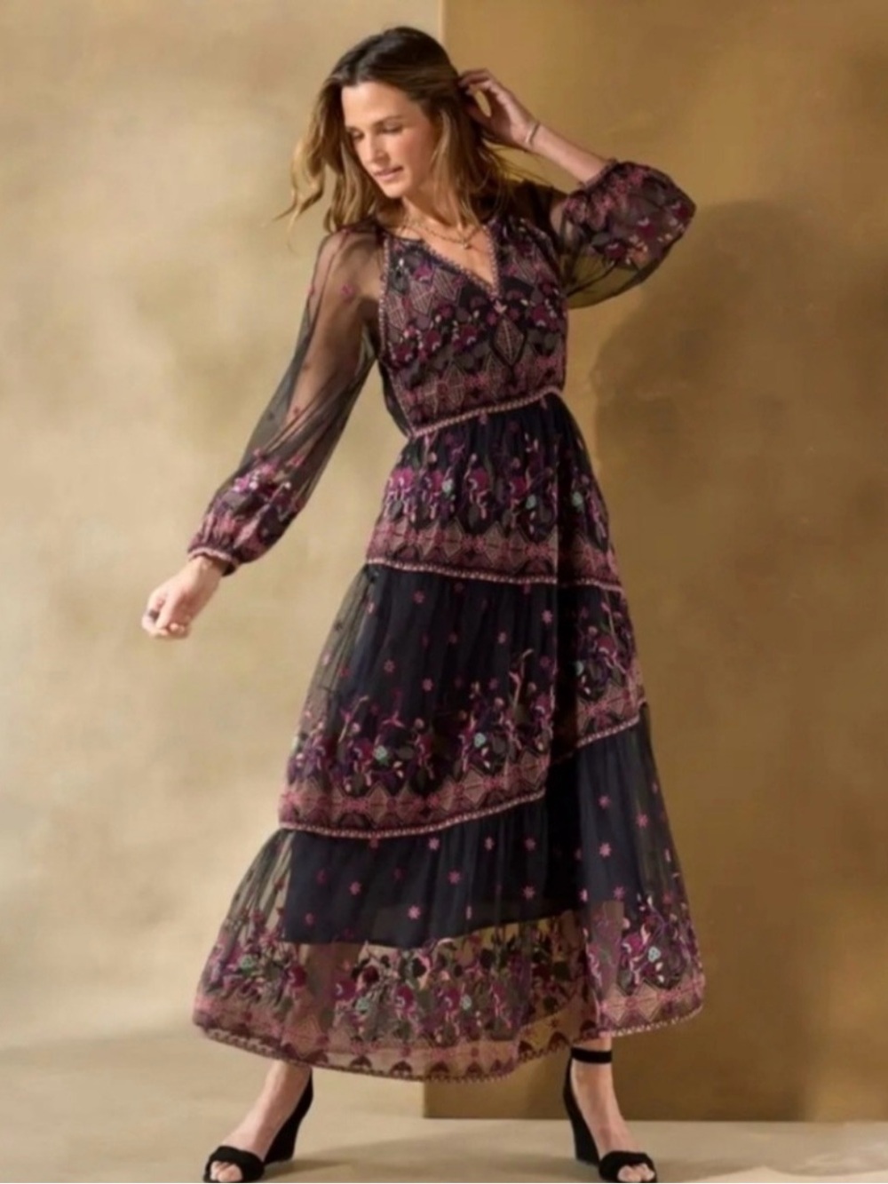 Sundance Soirée in Vienna Embroidered Maxi Dress
